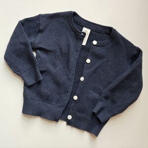 H&M Navy Blue Kids Textured Cardigan Sweater 9-12M